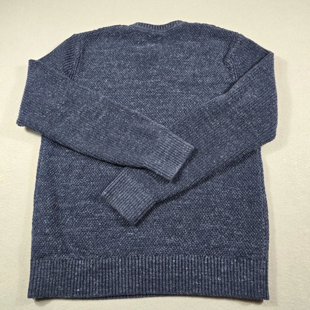 Gap Mens Medium Blue Sweater Crewneck Cable Knit Marled Cotton Blend